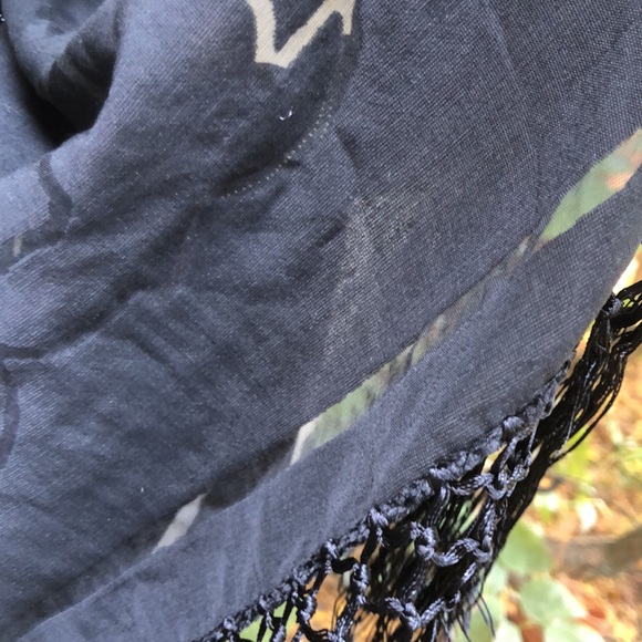 VTG Stunning PURPLE BLACK silk burnout VELVET long fringe art deco wrap shawl - Picture 8 of 15